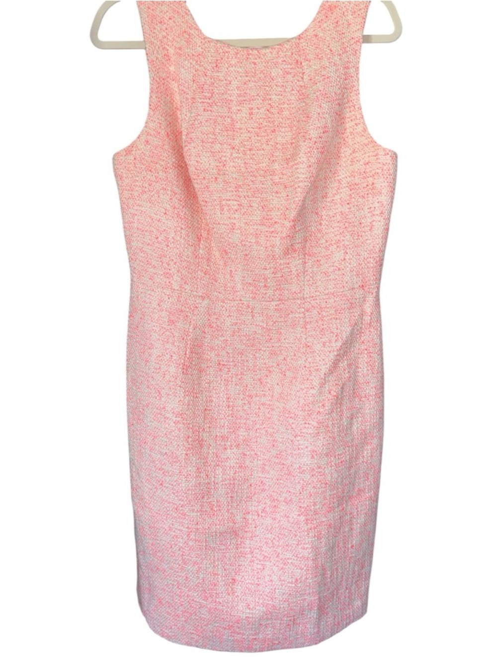 Trina Turk Pink Coral Metallic Kurdson Tweed Sheath Dress, P2P:17.5”, L:37”